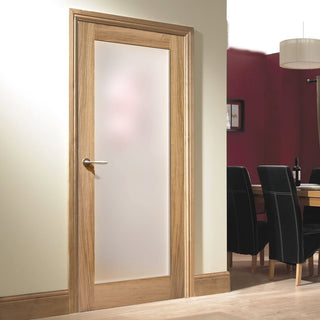 Image: Pattern 10 Oak Door - Full Pane Frosted Glass