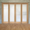 Minimalist Wardrobe Door & Frame Kit - Four Pattern 10 Oak Doors - Frosted Glass - Unfinished