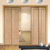 Pattern 10 1 Panel Oak Veneer Staffetta Quad Telescopic Pocket Doors - Prefinished