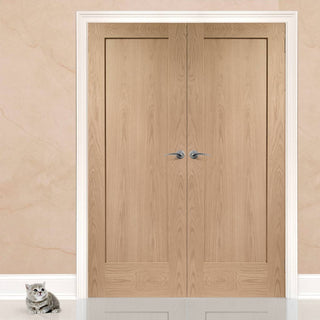 Image: Bespoke Pattern 10 Oak 1 Panel Door Pair