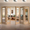 Bespoke Thrufold Pattern 10 1L Oak Glazed Folding 3+2 Door - Prefinished