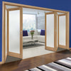 Five Folding Doors & Frame Kit - Pattern 10 Oak 3+2 - Frosted Glass - Unfinished
