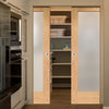 Pattern 10 Shaker Oak Double Evokit Pocket Doors - Frosted Glass