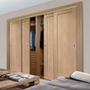 Four Sliding Wardrobe Doors & Frame Kit - Pattern 10 Oak 1 Panel Door - Prefinished