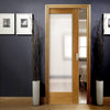 Pattern 10 Oak Shaker Single Evokit Pocket Door - Frosted Glass - Prefinished