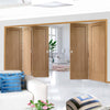 Five Folding Doors & Frame Kit - Pattern 10 Oak 2 Panel 3+2 - Prefinished