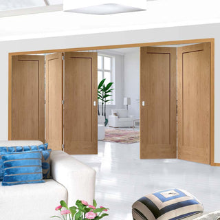 Image: Bespoke Thrufold Pattern 10 Oak 1 Panel Folding 3+2 Door