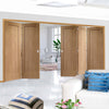 Five Folding Doors & Frame Kit - Pattern 10 Oak 2 Panel 3+2 - Unfinished