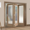 Three Folding Doors & Frame Kit - Pattern 10 Shaker Oak 3+0 - Obscure Glass - Unfinished