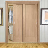 Two Sliding Wardrobe Doors & Frame Kit - Pattern 10 Oak 1 Panel Door - Prefinished
