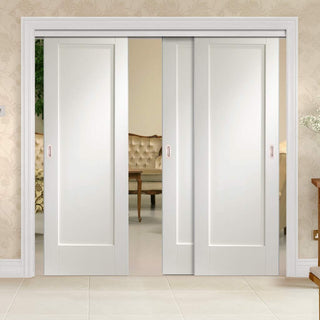 Image: Bespoke Thruslide P10 1P - 3 Sliding Doors and Frame Kit - White Primed