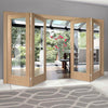 Four Folding Doors & Frame Kit - Pattern 10 Oak 1 Pane 2+2 - Clear Glass - Unfinished