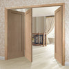 Three Folding Doors & Frame Kit - Pattern 10 Oak 2 Panel 2+1 - Unfinished