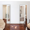 Pattern 10 1 Pane Unico Evo Pocket Doors - Frosted Glass - Primed