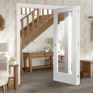 Image: Two Folding Doors & Frame Kit - Pattern 10 Style 2+0 - Clear Glass - White Primed