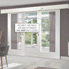 Double Sliding Door & Wall Track - Pattern 10 1 Pane Doors - Clear Glass - White Primed