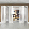 Five Folding Doors & Frame Kit - Pattern 10 Full Pane 3+2 - Obscure Glass - White Primed