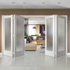 Four Folding Doors & Frame Kit - Pattern 10 Full Pane 2+2 - Obscure Glass - White Primed