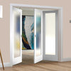 Three Folding Doors & Frame Kit - Pattern 10 Full Pane 2+1 - Obscure Glass - White Primed
