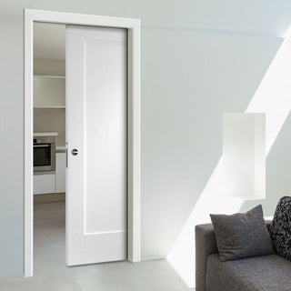 Image: Bespoke Pattern 10 Style Panel White Primed Single Pocket Door