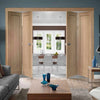 Four Folding Doors & Frame Kit - Pattern 10 Oak 2 Panel 2+2 - Unfinished