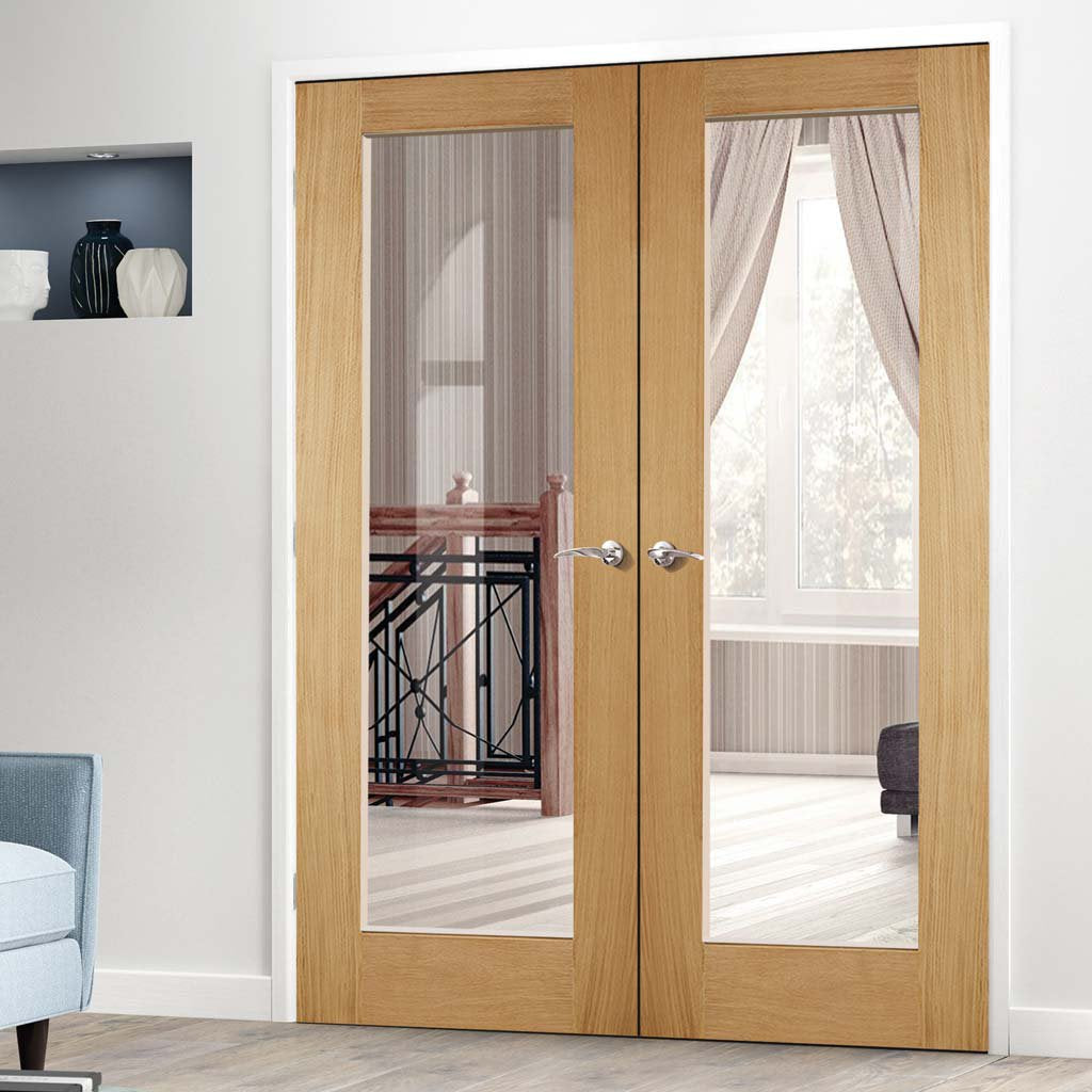 Pattern 20 Oak Door Pair - Clear Glass