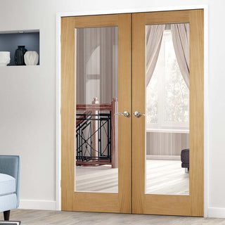 Image: Pattern 20 Oak Door Pair - Clear Glass