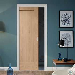 Image: Pattern 10 Oak 1 Panel Single Evokit Pocket Door