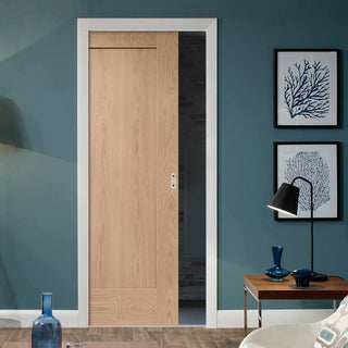 Image: Bespoke Pattern 10 Oak 1 Panel Single Pocket Door