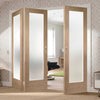 Three Folding Doors & Frame Kit - Pattern 10 Oak Shaker 2+1 - Obscure Glass - Prefinished