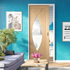 Pesaro Oak Evokit Pocket Fire Door - Clear Fire Glass