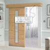 Bespoke Thruslide Surface Lille 1L Oak Flush Door - Clear Glass - Sliding Door and Track Kit - Prefinished