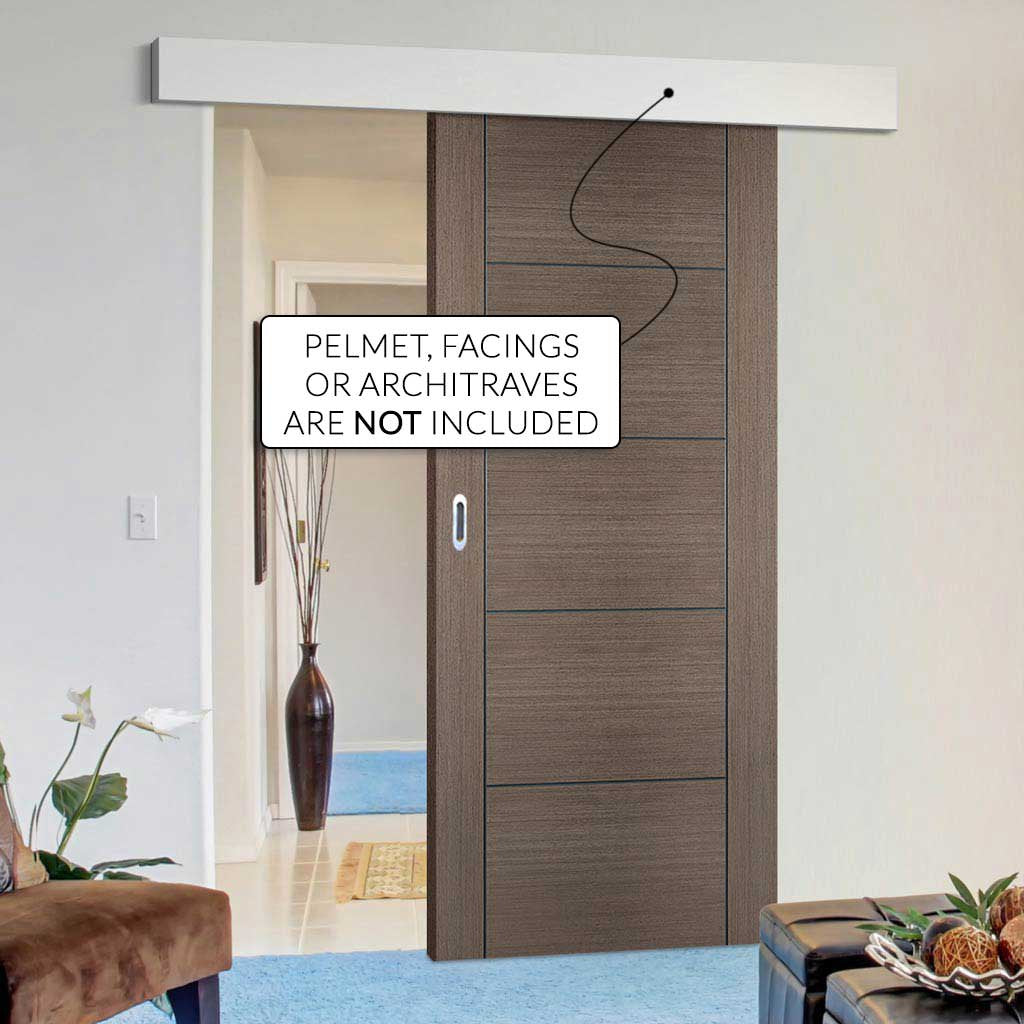 Bespoke Thruslide Surface Vancouver Chocolate Grey Door - Sliding Door and Track Kit - Prefinished