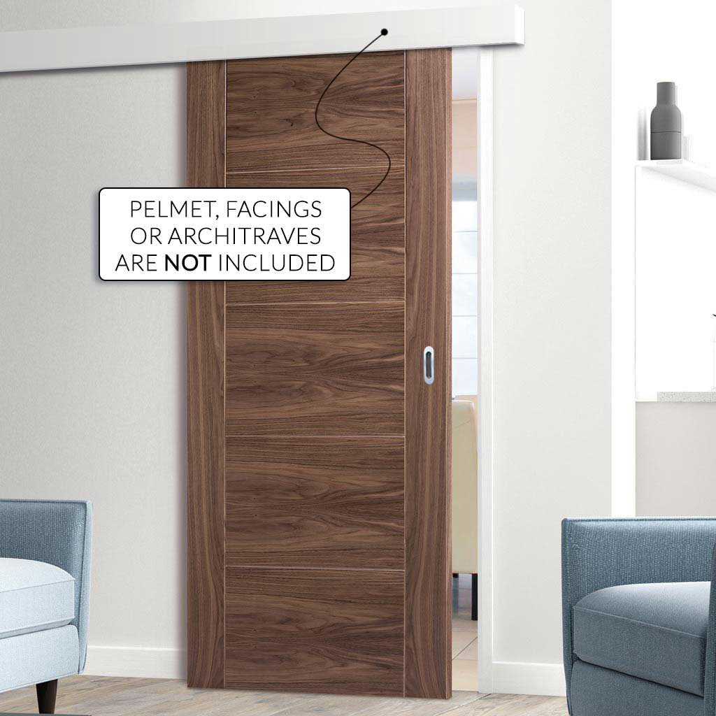 Bespoke Thruslide Surface Vancouver Walnut 5P Flush Door - Sliding Door and Track Kit - Prefinished
