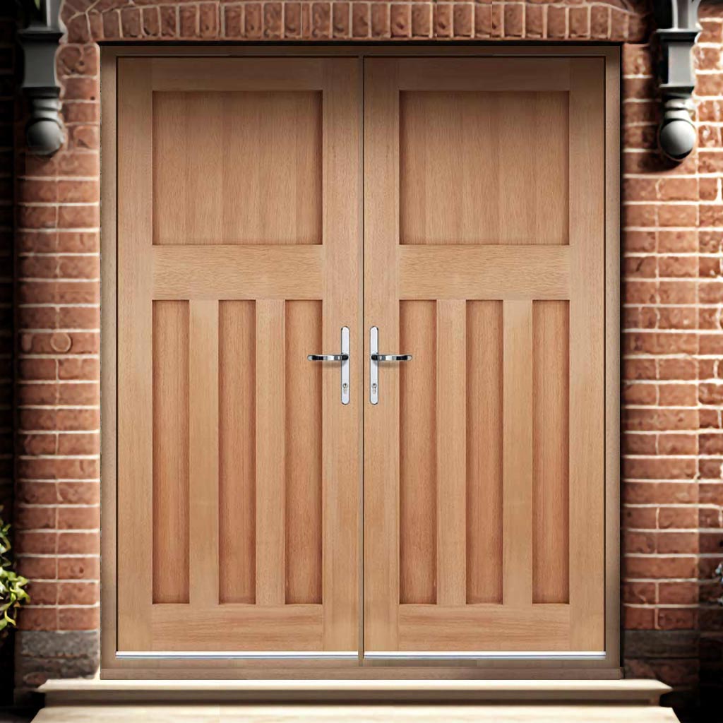 DX30's Style Exterior Hardwood Double Door and Frame Set