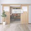 Double Sliding Door & Wall Track - DX 1930's Oak Door - Obscure Glass - Prefinished