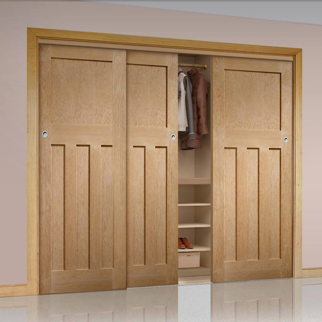 Bespoke Thruslide DX 1930'S Oak 3 Door Wardrobe and Frame Kit - Prefinished