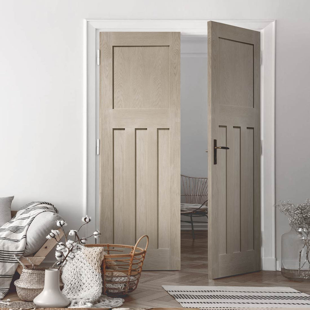 Prefinished DX Oak Panel Door Pair - Choose Your Colour