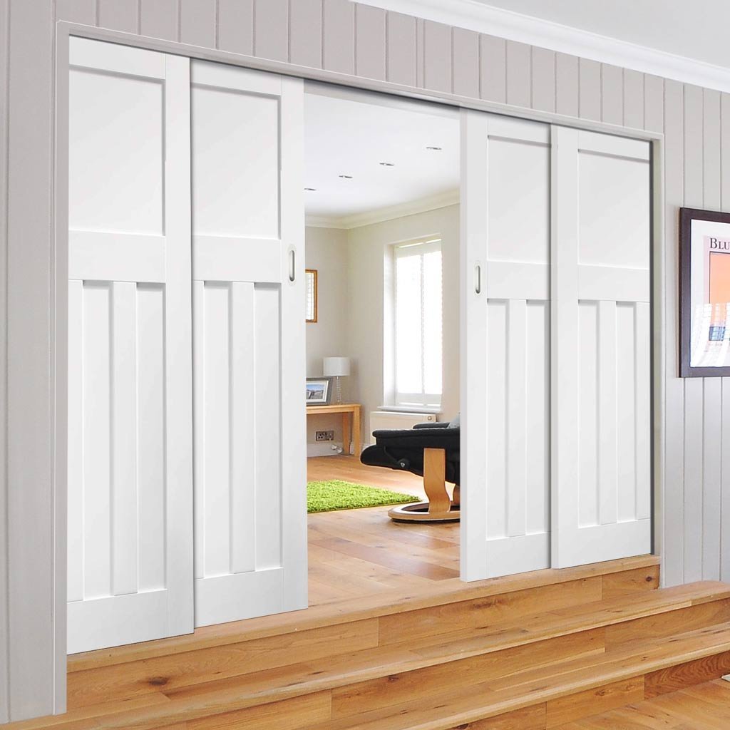 DX 1930's Staffetta Quad Telescopic Pocket Doors - Primed