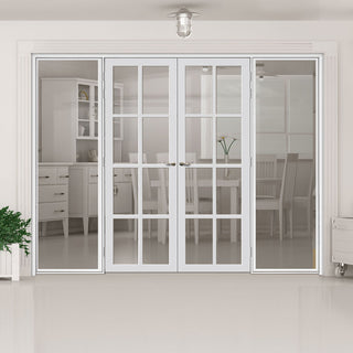 Image: Room Divider - Handmade Eco-Urban® Perth with Two Sides DD6318C - Clear Glass - Premium Primed - Colour & Size Options
