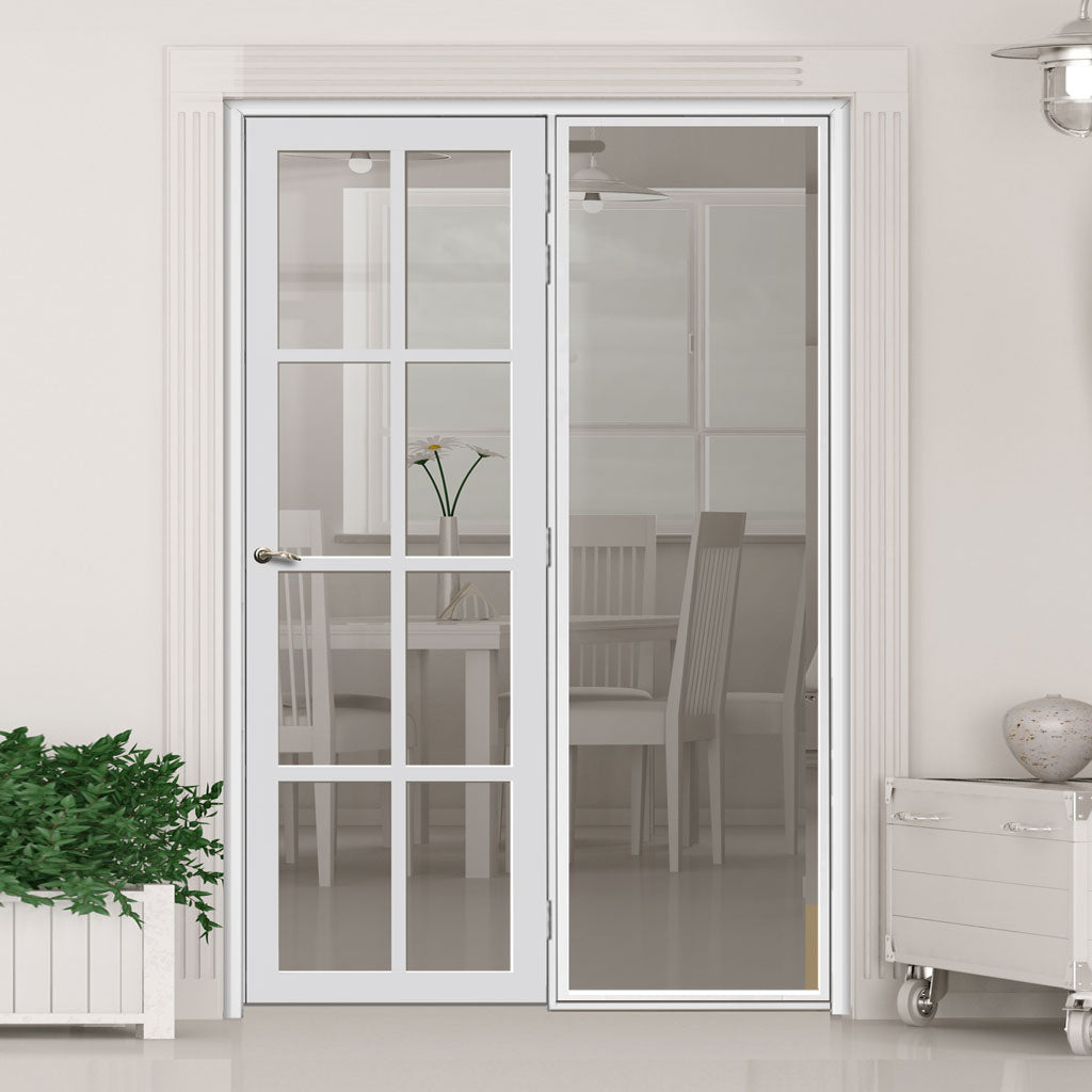 Bespoke Room Divider - Eco-Urban® Perth Door DD6318C - Clear Glass with Full Glass Side - Premium Primed - Colour & Size Options