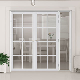 Image: Room Divider - Handmade Eco-Urban® Perth Door Pair DD6318C - Clear Glass - Premium Primed - Colour & Size Options