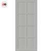 Top Mounted Black Sliding Track & Solid Wood Door - Eco-Urban® Perth 8 Panel Solid Wood Door DD6318 - Mist Grey Premium Primed