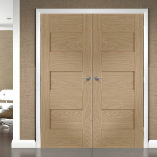 Image: FD30 Fire Pair, Perugia Oak Door Pair - 1/2 Hour Rated - Prefinished