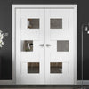Perugia White Panel Door Pair - Clear Glass - Prefinished