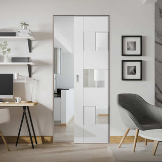 Image: Perugia White Panel Absolute Evokit Pocket Door - Clear Glass - Prefinished