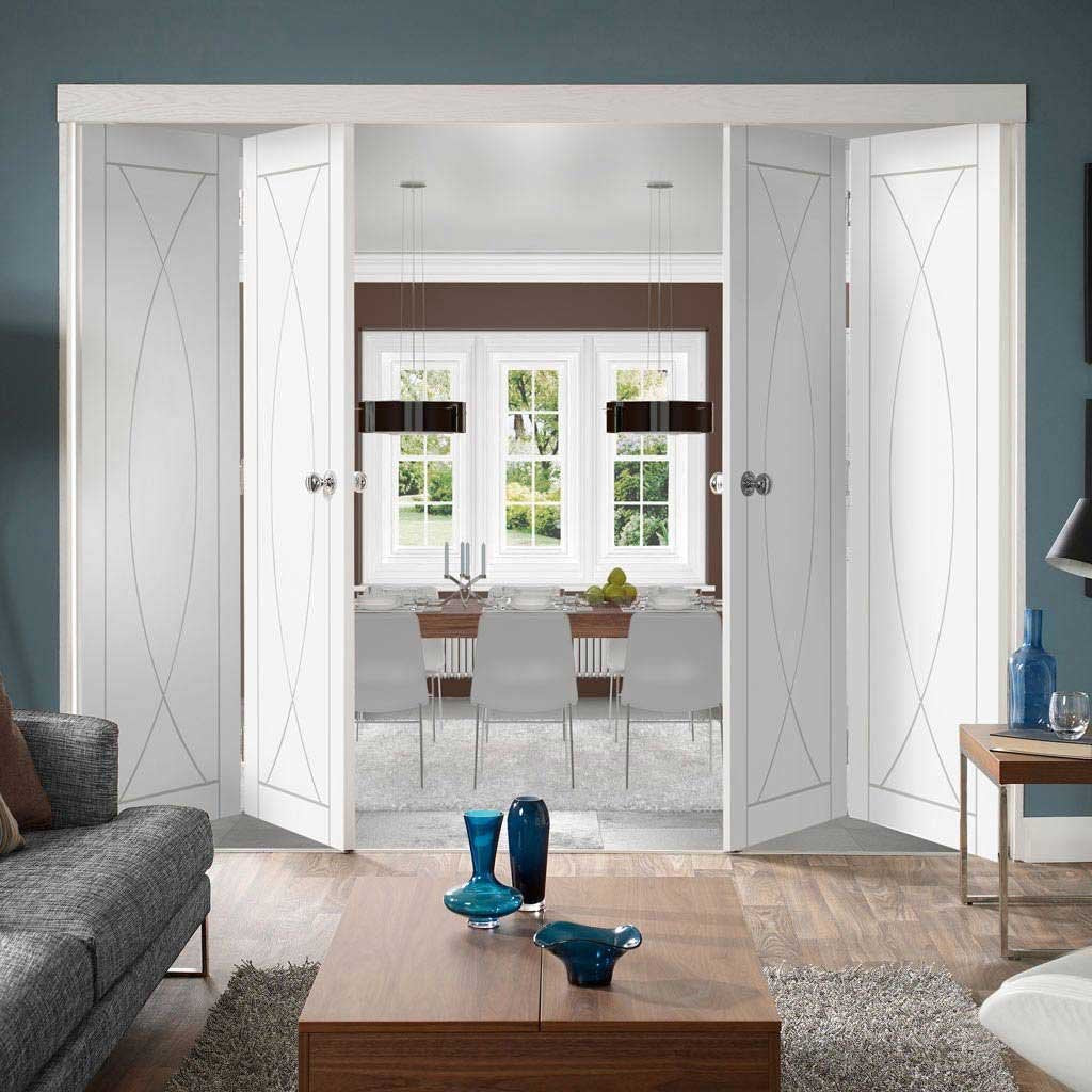 Bespoke Thrufold Pesaro White Primed Flush Folding 2+2 Door