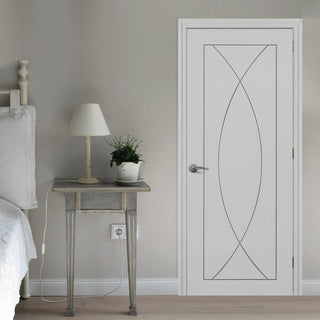 Image: Bespoke Pesaro Flush Fire Door - 1/2 Hour Fire Rated and White Primed