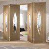 Bespoke Thrufold Pesaro Oak Glazed Folding 2+2 Door - Prefinished