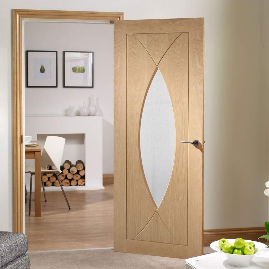 Pesaro oak designer glazed interior door